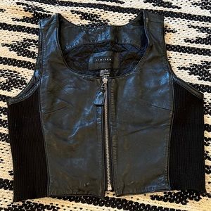 Leather zip front vest